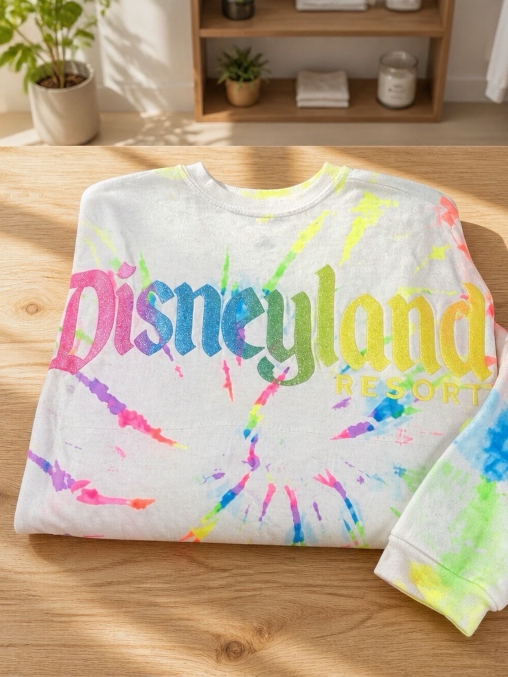 Disney White Tie-Dye Disneyland Resort Long Sleeve Tee